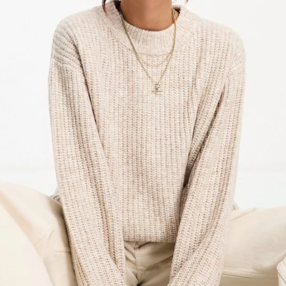 ASOS Sweaters - ASOS DESIGN fluffy rib sweater with crew neck in oatmeal